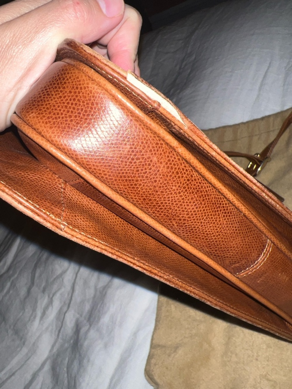 Fratelli Rossetti Cognac Brown Leather vintage Shoulder Bag - Picture 5 of 8
